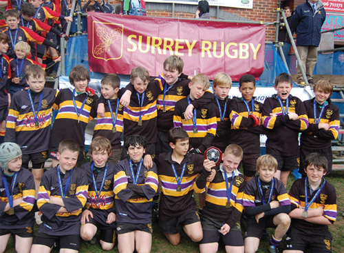 The Old Cats Under 12's following their win at the Surrey Rugby A Festival.