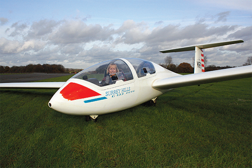 Passengers are seated at the front of the glider for added enjoyment.